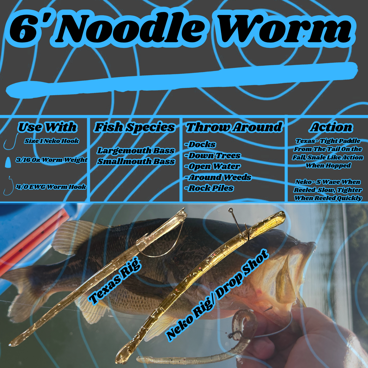6' Noodle Worm - 6 Pack