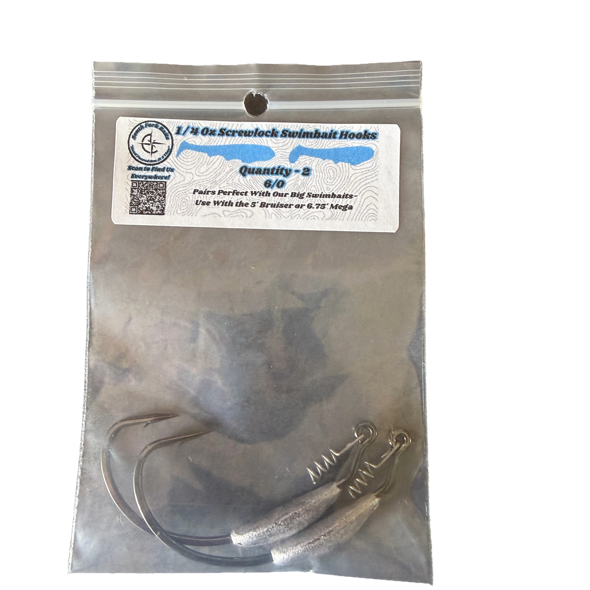 6/O Screwlock Swimbait Hooks - 1/4 Oz - 2 Pack